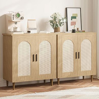 IDEALHOUSE Boho Rattan Sideboard Cabinet with Storage