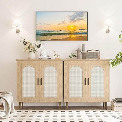 IDEALHOUSE Boho Rattan Sideboard Cabinet with Storage