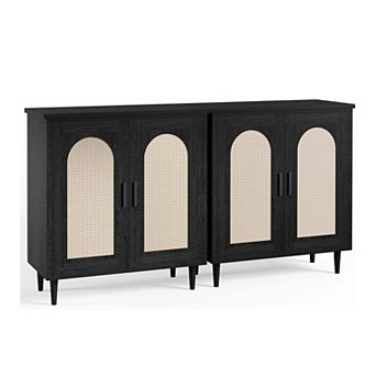 IDEALHOUSE Boho Rattan Sideboard Cabinet with Storage