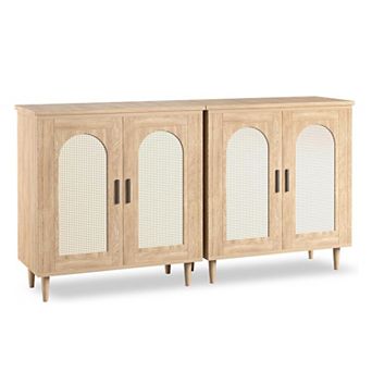 IDEALHOUSE Boho Rattan Sideboard Cabinet with Storage