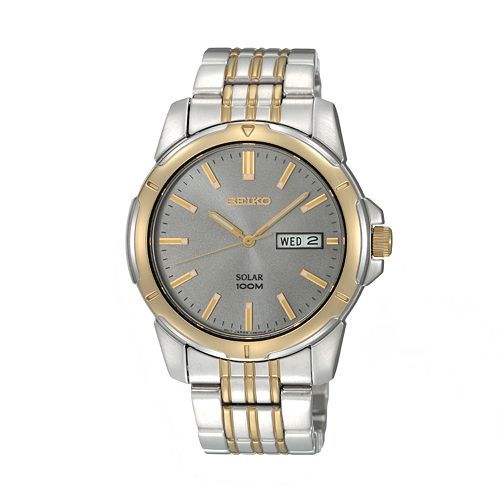 Seiko Men's Two Tone Stainless Steel Solar Watch SNE098