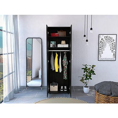 Aurora Armoire, Two Interior Shelves, Rod, Double Door