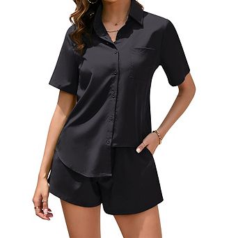 Women's Printed Two-Piece Sets Short Sleeve Shirt Shorts Casual Set