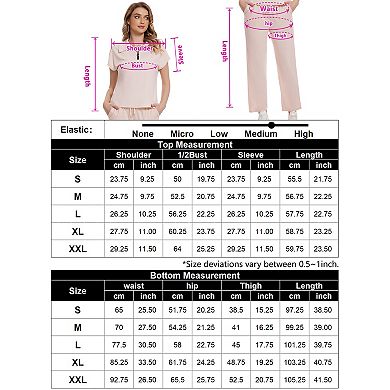 Women's Rib Knit Two Piece Sets Short Sleeve Polo Neck Top Shirt Wide Leg Pants Casual Loungewear