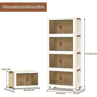 IDEALHOUSE 4-Tier Foldable Plastic Storage Cabinet