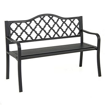 50.5 Inch Patio Bench with Curved Armrests for 2 to 3 People