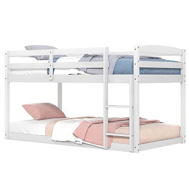 Twin Size Bunk Bed with High Guardrails and Integrated Ladder