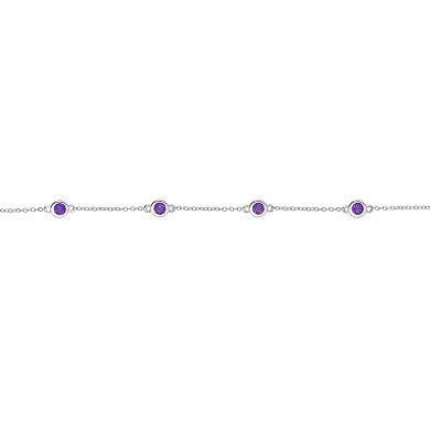 Gemminded Rhodium Over Sterling Silver Gemstone Bracelet