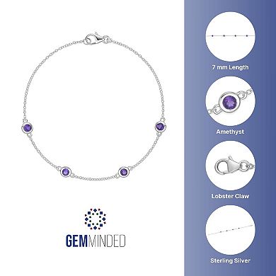 Gemminded Rhodium Over Sterling Silver Gemstone Bracelet
