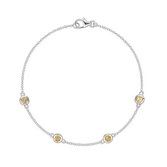 Gemminded Rhodium Over Sterling Silver Gemstone Bracelet