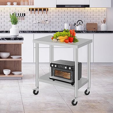 IDEALHOUSE Stainless Steel Table with Wheels