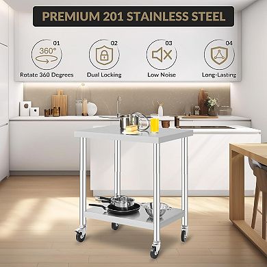 IDEALHOUSE Stainless Steel Table with Wheels
