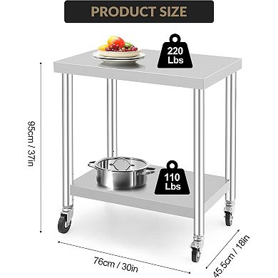 IDEALHOUSE Stainless Steel Table with Wheels