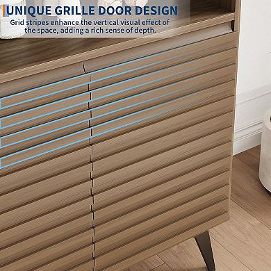 IDEALHOUSE Modern Grille Door Storage Cabinet
