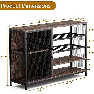 IDEALHOUSE 47 Inch Industrial Wine Bar with LED Lights