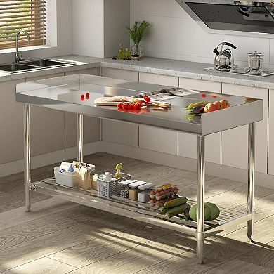 IDEALHOUSE Stainless Steel Prep Table with Backsplash