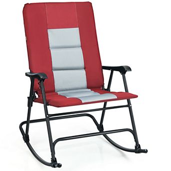 Foldable Padded Rocking Camping Chair with Backrest and Armrest