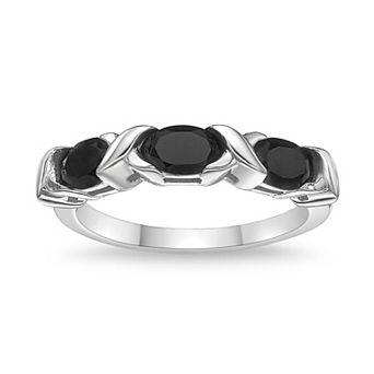 Gemminded Rhodium Over Sterling Silver Onyx Ring