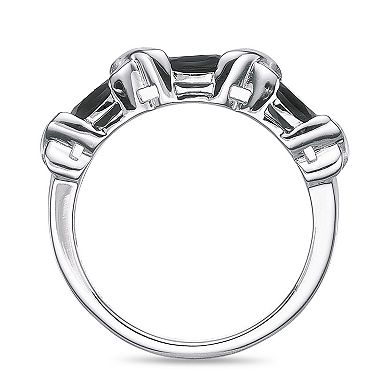 Gemminded Rhodium Over Sterling Silver Onyx Ring