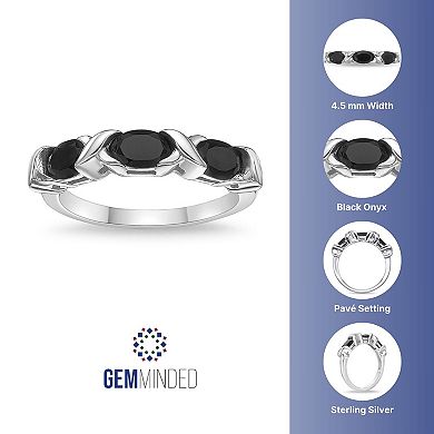 Gemminded Rhodium Over Sterling Silver Onyx Ring