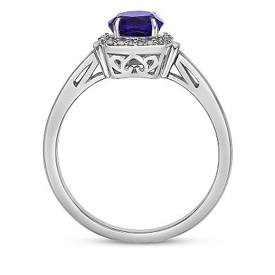 Gemminded Sterling Silver Amethyst & Created White Sapphire Ring