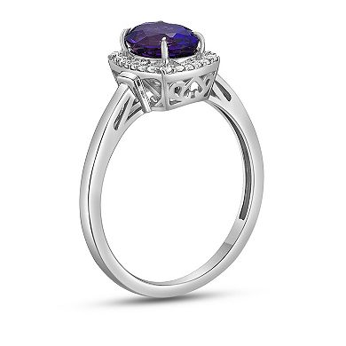 Gemminded Sterling Silver Amethyst & Created White Sapphire Ring