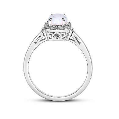 Gemminded Rhodium Over Sterling Silver Lab-Created Opal & Lab-Created White Sapphire Ring