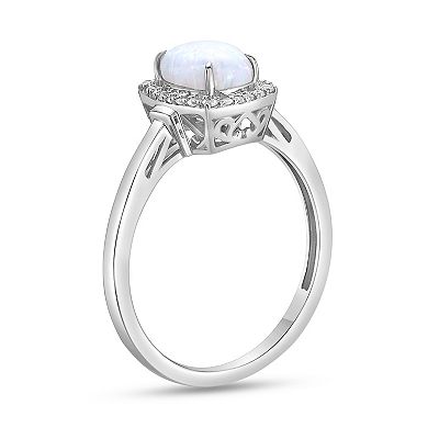 Gemminded Rhodium Over Sterling Silver Lab-Created Opal & Lab-Created White Sapphire Ring