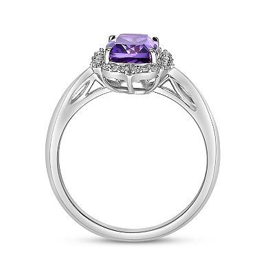 Gemminded Sterling Silver Amethyst & Created White Sapphire Ring