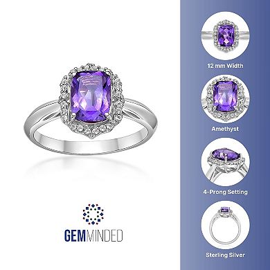 Gemminded Sterling Silver Amethyst & Created White Sapphire Ring