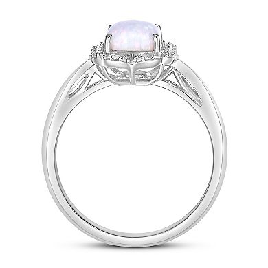 Gemminded Rhodium Over Sterling Silver Lab-Created Opal & Lab-Created White Sapphire Ring