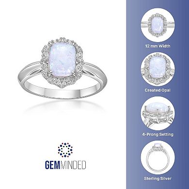 Gemminded Rhodium Over Sterling Silver Lab-Created Opal & Lab-Created White Sapphire Ring