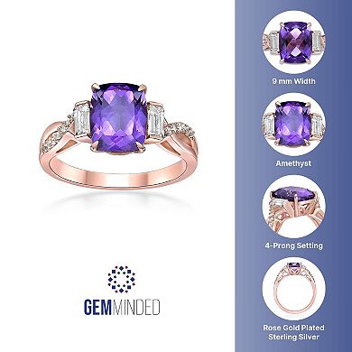 Gemminded 18k Rose Gold Over Sterling Silver Amethyst & White Topaz Ring