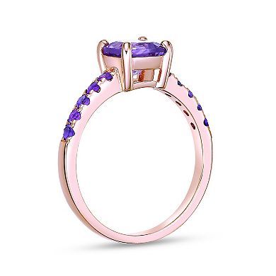 Gemminded 18k Rose Gold Over Sterling Silver Amethyst Ring