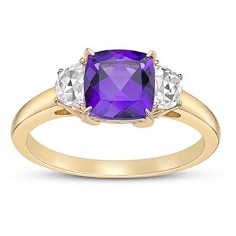 Gemminded 18k Gold Over Sterling Silver Gemstone & Lab-Created White Sapphire Ring