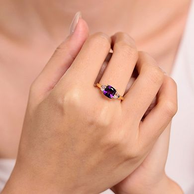 Gemminded 18k Gold-Plated Gemstone & Created White Sapphire Ring