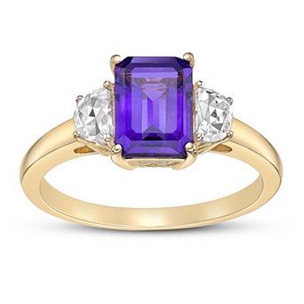 Gemminded 18k Gold Over Sterling Silver Amethyst & Lab-Created White Sapphire Ring