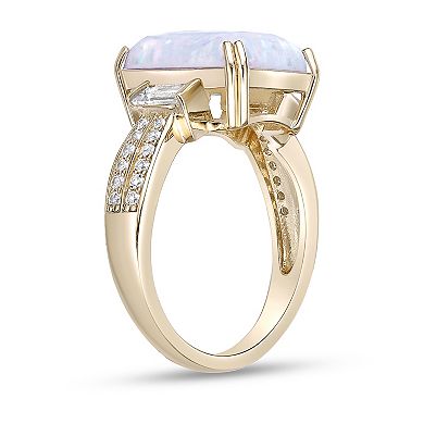 Gemminded 18k Gold Over Sterling Silver Lab-Created Opal & Lab-Created White Sapphire Ring