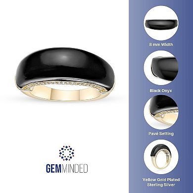 Gemminded 18k Gold Over Sterling Silver Onyx & Lab-Created White Sapphire Ring