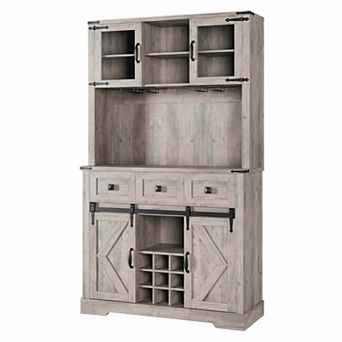 IDEALHOUSE 72 Inch Wine Bar Cabinet with Sliding Doors