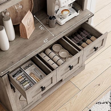 IDEALHOUSE 72 Inch Wine Bar Cabinet with Sliding Doors