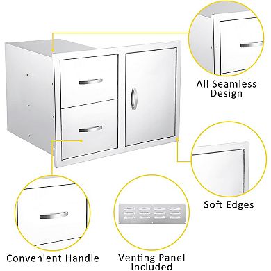 IDEALHOUSE 33 Inch Outdoor Kitchen Drawer Storage Cabinet