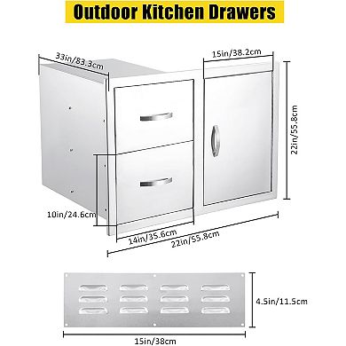 IDEALHOUSE 33 Inch Outdoor Kitchen Drawer Storage Cabinet
