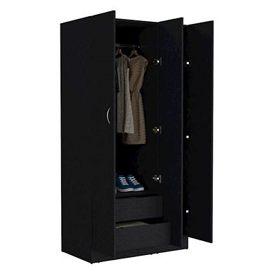 Ohio Armoire Wardrobe Black MDF