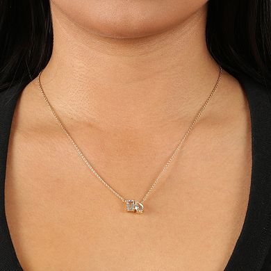 Gemminded 18k Gold Over Sterling Silver Rectangle and Pear White Topaz Pendant Necklace