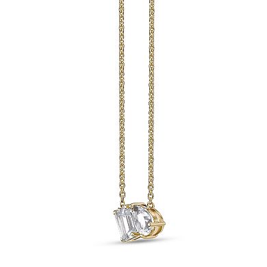 Gemminded 18k Gold Over Sterling Silver Rectangle and Pear White Topaz Pendant Necklace