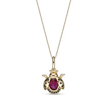 Gemminded 18k Gold Over Sterling Silver Lab-Created Ruby Ladybug Pendant Necklace