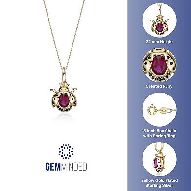 Gemminded 18k Gold Over Sterling Silver Lab-Created Ruby Ladybug Pendant Necklace