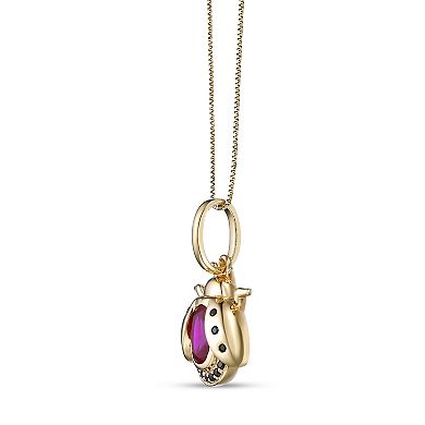 Gemminded 18k Gold Over Sterling Silver Lab-Created Ruby Ladybug Pendant Necklace