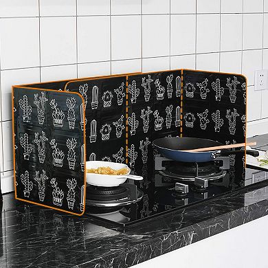 Cheer Collection Foldable Aluminum Oil Splatter Guard Plates Set of 2 Keeps Kitchen Walls Clean and